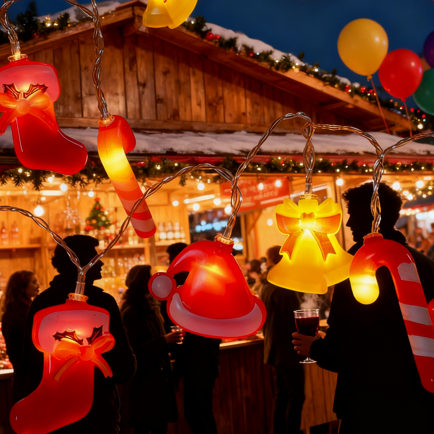 Bell, crutch, Christmas light, LED light string